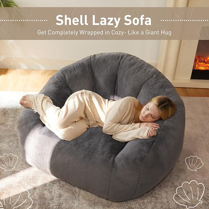 HUGHEAVEN Giant Bean Bag Chair, Oversized Bean Bag Chairs for Adults and Kids,Bean Bag Chairs for Teens,Comfy Fluffy Bean Bag Chair with Armrests,Bean Bag Sofa Lounge Floor Sofa for Gaming, Reading