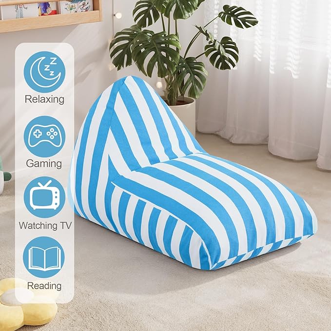 COMAX Bean Bag Chairs for Kids, Kid Beanbag Chair Stuffed with Filler, Toddler Lounge Chair Cotton, Lazy Floor Lounger for Girls and Boys, Premium Cotton Canvas