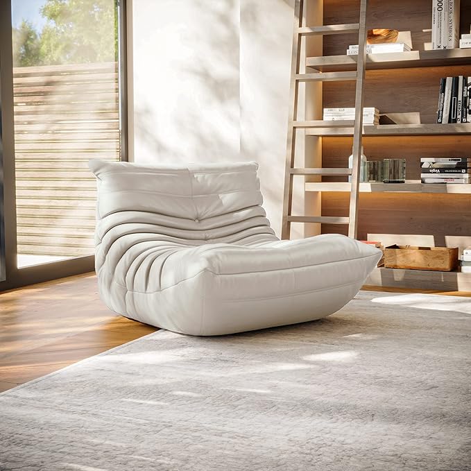 cebihy High-end Uncompressed Fireside Togo Chair, Bean Bag Chair, Foam Floor Sofa, Soft Lazy Lounge Sofa Couch, Armless Faux Leather Big Beanbag Accent Chairs for Living Room Bedroom Dorm Office