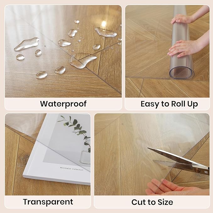 Clear Office Chair Mat for Hardwood Floor, 36 x 48 Inch Desk Chair Mat, Plastic Floor Protectors for Chairs, Heavy Duty Wood Tile Floor Mats for Home & Office