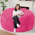 Homguava 6 FT Bean Bag Chair,6' Big Bean Bag,Giant Bean Bag Chairs for Adults with Memory Foam Filled,Comfy Large Beanbag Chairs Soft Bean Bag Sofa with Dutch Corded Plush Cover-Pink