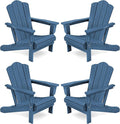 KINGYES Folding Adirondack Chair Set of 4, HDPE All-Weather Adirondack Chair, Navy