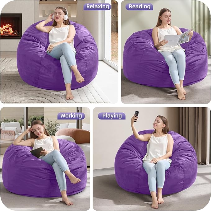 Hobestluk 3FT Bean Bag Chair Giant Bean Bag Chairs for Adults Large Bean Chairs with Removable Cover, Beanbag Chair with Filler, Adult Bean Bag Chairs for Living Room, Bedroom