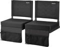 Stadium Seats for Bleachers with Back Support,Bleacher Chairs with Back and Cushion,Bleacher Seats, Portable Stadium Seats, Thick Padded Folding Chair, Comfort for Sports Events, Black 2pcs