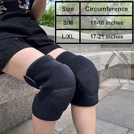 Knee pads for Men, Women Knee Pad for Gardening Kneeling Work, Flooring Kneepads with Soft Thick Foam Cushion for Weeding, Cleaning, Mechanic Knee Protector with Adjustable Strap, Black L (1 Pair)