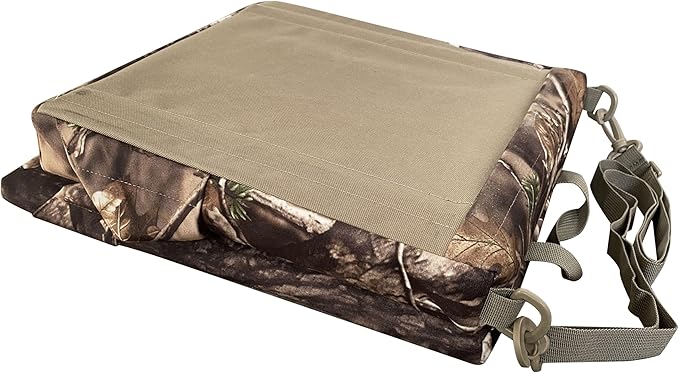 AUSCAMOTEK Camouflage Hunting and Stadium Seat Cushion with Backrest - 5cm Thick, Water-Resistant, Silent Material for Turkey Hunting Fishing Camping and Outdoor Activities