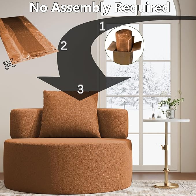 Bean Bag Chairs for Adults, Memory Foam Couch Loveseat Sofa Chair, Soft Teddy Material Cozy Comfy Reading Nook Chairs, Floor Chair for Living Room Bedroom Office(Orange)