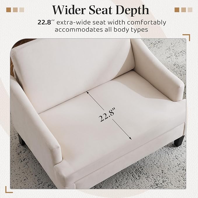 Bezseller Oversized Accent Chair with Ottoman - 33.5'' Wide Seat Comfy Armchair with 2 Pillows, Upholstered Big Reading Chair, Modern Single Sofa Chair for Living Room Bedroom Office, Beige/Beige