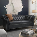 QHITTY Accent Sofa, Chesterfield Loveseat Modern Leather Couch Upholstered Sofa with Tufted Back for Living Room Furniture (Black)