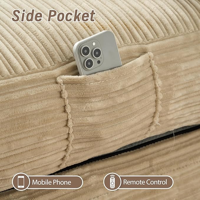 CAODOC Folding Sofa Bed Convertible Sleeper Chair with Pillow, Foldable Mattress Lounge Chair for Living Room Bedroom, Portable Guest Bed Beige