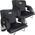 BRAWNTIDE Stadium Seat with Back Support - Comfy Cushion, Thick Padding, 2 Steel Bleacher Hooks, 4 Pockets, 2 Cup Holders, Reclining Back, Ideal Chair for Sport Events, Beaches, Camping, Concerts