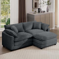 Aoowow Corduroy Loveseat Couch with Ottoman,Modern 2 Seater Cloud Couches for Living Room,Modular Sectional Cloud Sofas Deep Seat,Oversized L-Shaped Couch for Small Spaces (Grey, 2 Seater + 1 Ottoman)