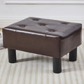 FIMIVIBI Small Foot Stool Ottoman, Faux Leather Footstool Ottoman Foot Rest for Couch, Rectangle Footstools and Ottomans Small for Living Room, Entryway and Bedroom (Brown)