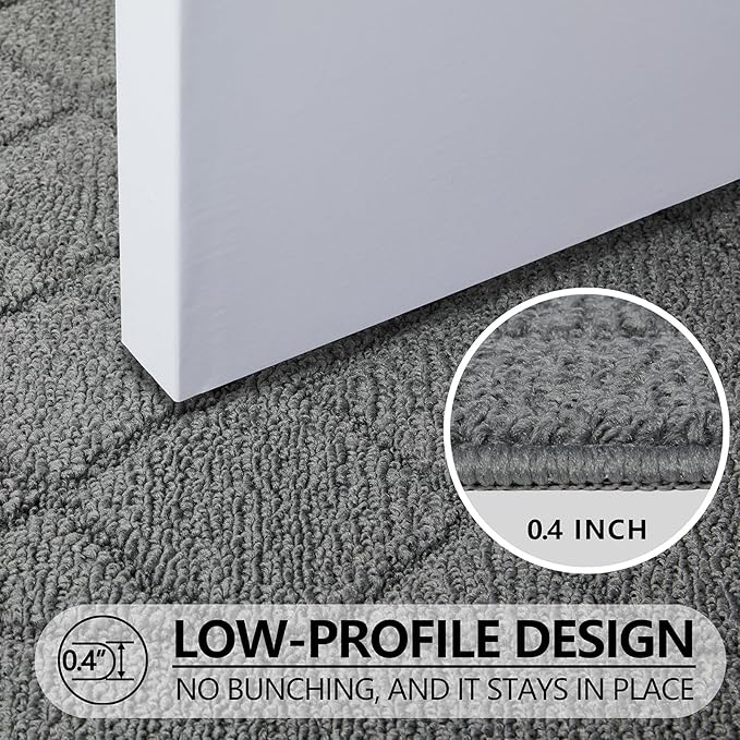 REFETONE Indoor Doormat, Front Back Door Mat 32"x40" Rubber Backing Non Slip Mats, Absorbent Washable Entrance Doormat for Entryway, Resist Dirt Low-Profile Inside Floor Mat for Muddy Shoes, Grey
