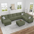 Legend Vansen Sectional Couches for Living Room,L-Shaped Corduroy Sofa with Ottoman for Living Room,Bedroom and Apartment (Olive, U-9)