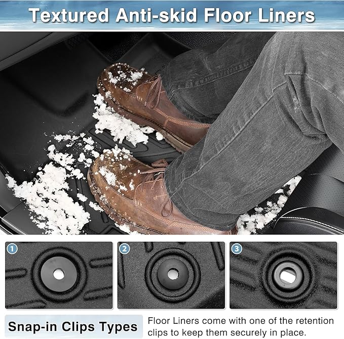 Mixsuper F150 Floor mats-Floor mat for Ford F150 SuperCrew 2021-2024 (Fit Rear Seat Without Under-Seat Fold Flat Storage),All Weather TPE Floor Liners Protection for F150 Accessories, Car Mats, Black