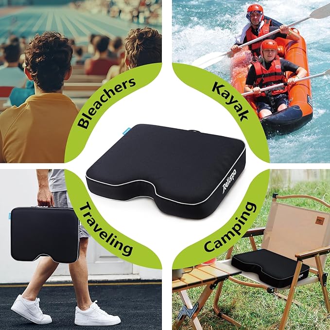 Relispo Stadium Seats for Bleachers with Integral Cutting Memory Foam, Stadium Seat Cushion Waterproof Extra Thick Bleacher Cushion, Portable Stadium Cushions for Indoor Outdoor Events