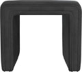 HomePop Modern Channel Tufted Faux Leather Ottoman|Homepop Home Décor|Ottoman for Living Room & Bedroom - Black Faux Leather