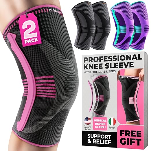 DR. BRACE ELITE Knee Brace with Size Stabilizer (2 Pack) Knee Brace for Women & Men, Workout, Sports, Daily Knee Compression Sleeve for Maximum Knee Pain Support & Fast Recovery (Orion, XX-Large) 2