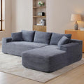 HYJT-H&K Modular Sectional Sofa Cloud Sectional Couch, 95" Comfy Fluffy L Shaped Grey Couches for Living Room, Deep Seat Memory Foam Plush Corduroy Boneless Couch Sectionals Right Facing Chaise Sofa