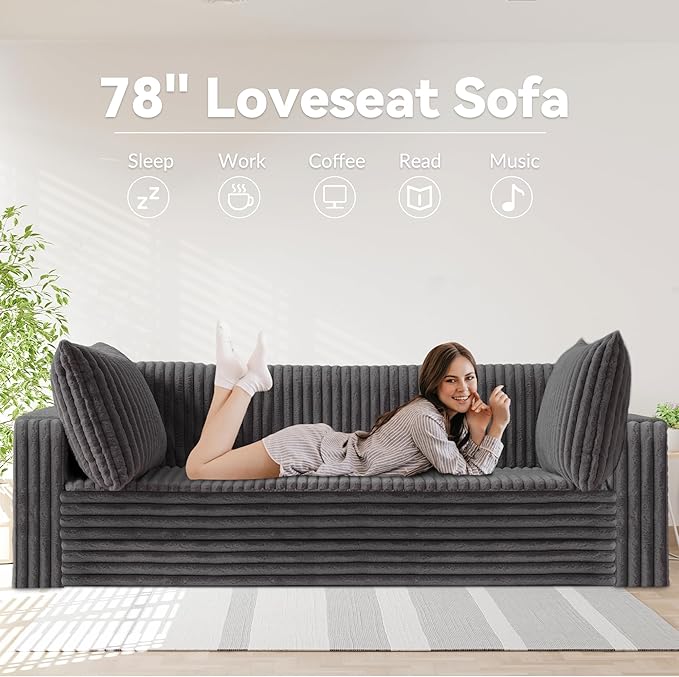 HABUTWAY Folding Sofa Bed, 2 in 1 Convertible Sleeper Chair with 2 Pillows, Portable Fold Out Chair Bed with Armrest, Comfy Floor Couch, Lazy Sofa for Living Room Bedroom Dorm Home Office, Grey