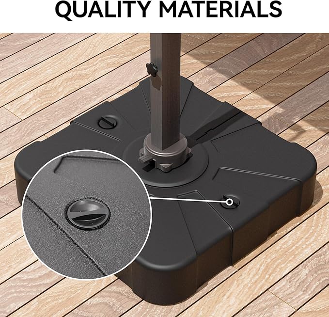 Jentafix Patio Outdoor Cantilever Umbrella Base, Fillable Stand with Wheels, 265 lbs Capacity for Large Offset Umbrella (34 Inches)