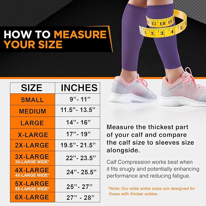 Doc Miller Compression Calf Sleeve for Men & Women – 20-30mmHg Graduated Support for Running, Shin Splints, Calf Strain – Knee High, Small to 6XL Plus Size