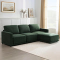 CAPCAPA 112" Modular Sectional Couches for Living Room, L-Shaped Modern Sofa with Ottoman, 4-Piece Chenille Sofa Set for Home Furniture, Dark Green