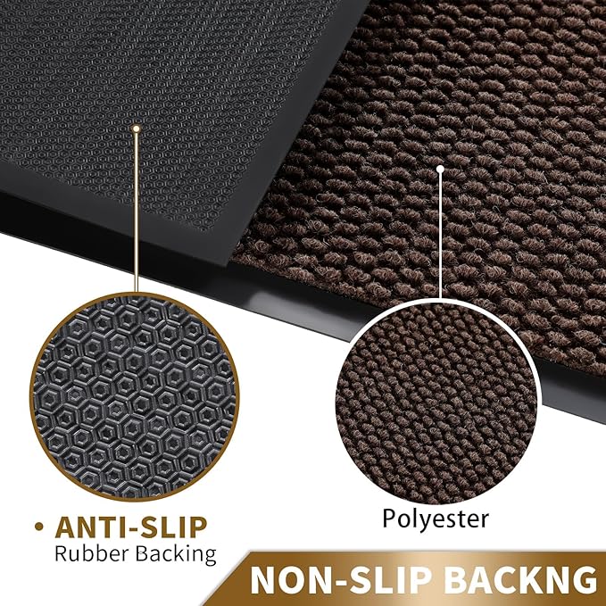 Yimobra Doormat Outdoor Indoor Entrance 36 x 17, All-Season All-Weather Front Door Mat, 100% Waterproof Welcome Matt for Floor Garage Outside Entry, Stain and Fade Resistant