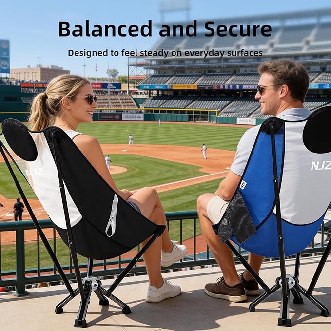 NJZ High-Back Folding Chair for Indoor & Outdoor Use — Comfortable High-Back Support, Easy One-Piece Setup, Stable Aluminum Frame, Portable Chair for Backyard, Camping & Everyday Relaxation