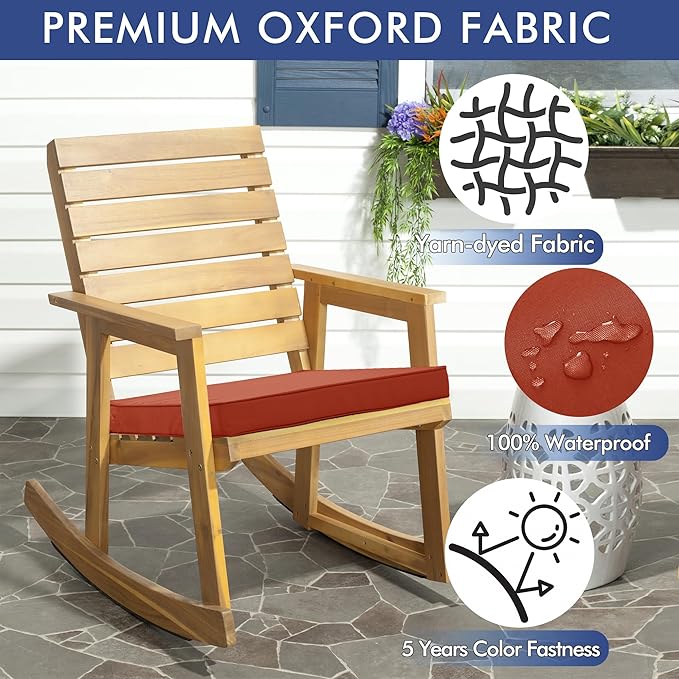 Outdoor Chair Cushions 24 x 24 Inch Waterproof Patio Chair Cushions with Tie 5 Year Color Fastness Thick Outdoor Seat Cushion for Garden Lawn Patio Furniture Rust Set of 2