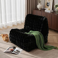 Black Bean Bag Chairs for Adults,Comfy Small Bean Bag Sofa with Back Support,Memory Foam Bean Bag Chair for Kids,Faux Fur Fireside Beanbags Lazy Sofa for Bedroom,Dorm,Apartment,Living Room