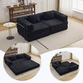 78" Loveseat Sleeper Sofa, 4 in 1 Convertible Floor Sofa Bed, Boneless Cloud Couch with Cup Holder, Fold Out Floor Couch for Living Room Bedroom Lounge, Corduroy, Black