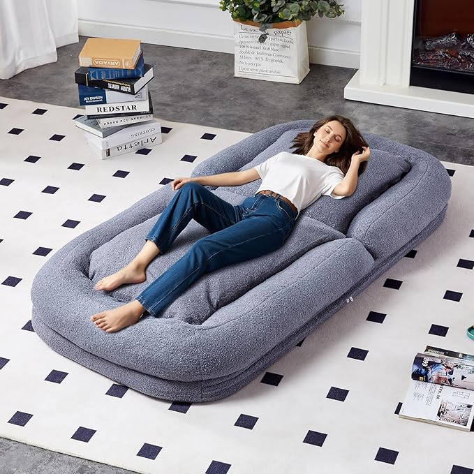 Elevate Your Leisure Time with Grey Folding Sofa Chair - 5 Adjustable Positions for Gaming, Meditation & More!
