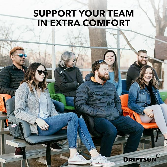 Driftsun Extra Wide Stadium Seats with Back Support - Deluxe Foldable Stadium Chairs for Bleachers - Folding Waterproof Sport Chair - Easy to Transport