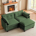 Amsleekey Modular Sectional Sofa, 76.5" L-Shaped Corduroy Comfy Sectional Couches for Living Room, 2-Seater Cloud Couches with 1 Movable Ottoman, Flexible Combination Modern Deep Seat Sofa (Green)