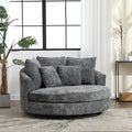 Chifee & Vingol 59.8" W Oversized Accent Barrel Chair Large Round Chair with Wheels,Grey