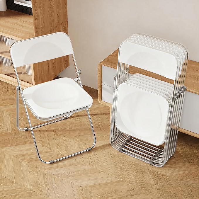 Folding Chair 6 Pack Acrylic Foldable Portable Plastic Chair,Easy to Use and Store Comfortable Portable Party Chairs for Home,Office,Party,Comfy