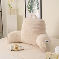 PAJEO Reading Pillow for Sitting in Bed, Large Backrest Reading Pillow with Arm Rest,Back-Rest Support Cushion for Sit Up on Couch, Sofa, and Floor, Dorm Essentials (Cream Corduroy, Large(19"))