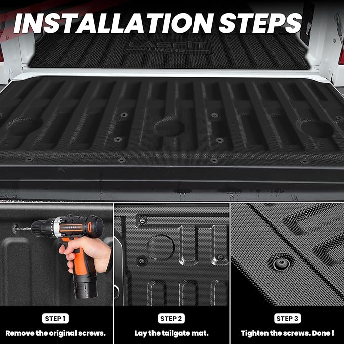 LASFIT Truck Tailgate Mat for Ford Maverick 2026 2025 2024 2023 2022 Hybrid & Gasoline Truck Bed (Not Fit Drop-in Liners) Custom Fit All Weather Protector TPE Easy-Clean Tailgate Liner,1pc Black
