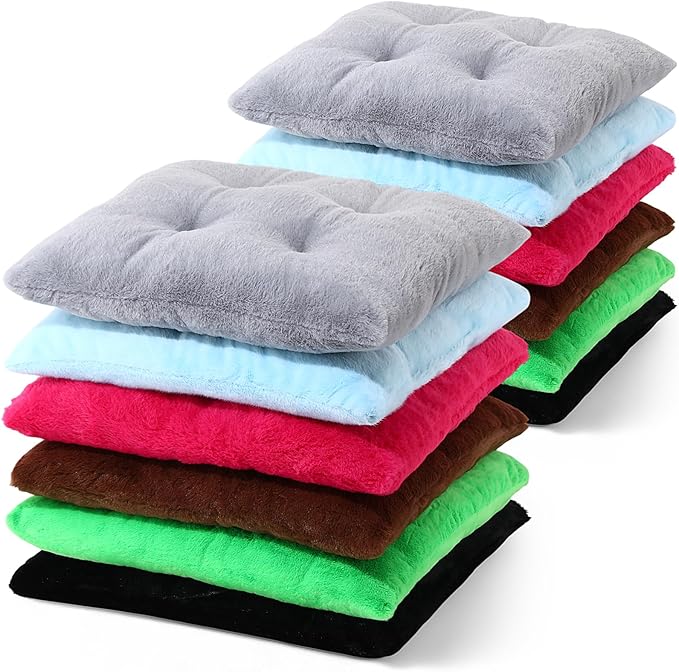 12 Pcs Faux Rabbit Fur Floor Pillows for Adults 15.7'' Large Floor Cushions 2.4'' Thick Soft Sitting Pillows Meditation Yoga Winter Family Party Classroom Tatami Nursery Chair Home