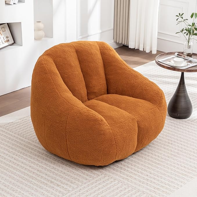 Setawix Bean Bag Chair with Filler, Comfy Teddy Bean Bag Chairs for Adults and Kids, Cozy BeanBag Sofa Fully Floor Couch with Memory Foam for Living Room Bedroom,Yellow