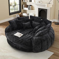 81" Oversized Bean Bag Chair Boneless Round Chaise Lounge Comfy Chenille Reading Chair Fluffy Plush Sofa Bed Large Deep Seat Circle Cloud Couch for Living Room, Bedroom, Apartment, Black