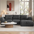 104" Modular Sectional Sofa with Deep Seat, Comfortable Upholstery L Shaped Cloud Couch for Living Room, 3-Seater Boneless Sofa with Movable Ottomans, Removable Cover, No Assembly Required, Dark Gray