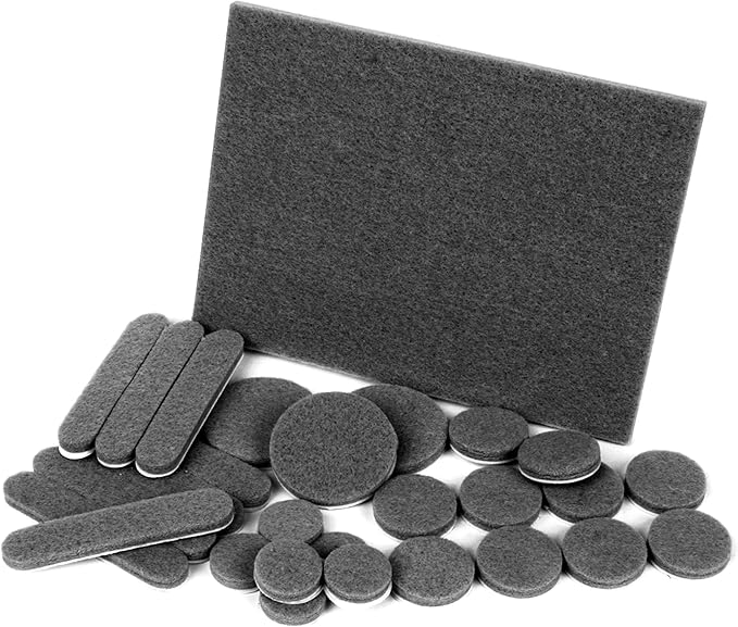 Slipstick Premium Wool Felt Furniture Pads/Floor Protector Variety Pack (37 Pieces) Self Stick Furniture Felt Protection Pads, Safe on All Hard Surfaces, Gray, CB171