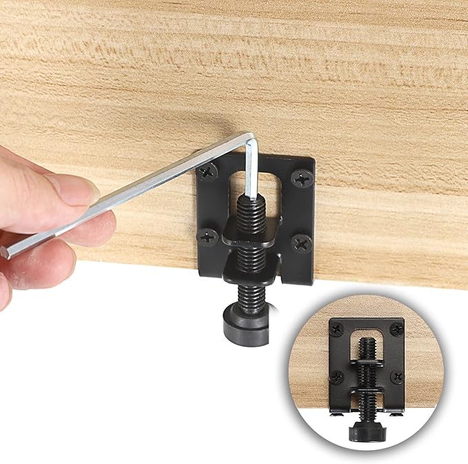OwnMy 4 Packs Adjustable Furniture Leveling Feets L Shaped Furniture Levelers Legs, Heavy Duty Furniture Mounting Brackets Metal Leveling Feet for Workbench Cabinet Wardrobe, 2.2" H, Black
