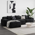 Aosaifen Modern L-Shaped Modular Sectional Sofa for Living Room，Oversized 3-Seater Couch with Deep Seat and Movable Ottoman – No Assembly,Comfortable Corduroy Fabric Boneless Sofa(Dark Gray) (Black)