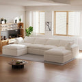 140’’ Oversized Boneless Couch for Living Room, Cloud Couch Modular Sectional Free Combination with Ottoman Washable Cushion Cover, No Assembly Required, White (4-Seat + 2 Ottoman)