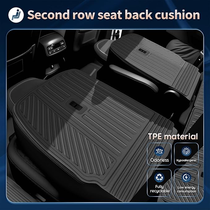 2026 Palisade Floor Mats Only Fuel 7-Seat All Weather TPE Cargo Mat with Backrest Mat for Hyundai Palisade Accessories 2026 SE/SEL Convenience/SEL Premium/Limited/XRT PRO/Calligraphy Black