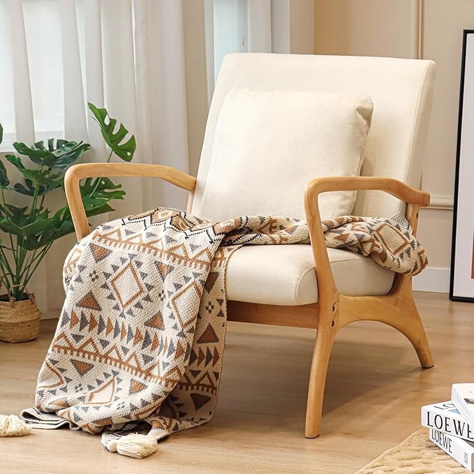 ELUCHANG Accent Chair with Lumbar Pillow,Mid-Century Modern Armchair, Linen Fabric Comfy Reading, Lounge Side Chair for Living Room Bedroom Apartment,Easy Assembly(Beige)